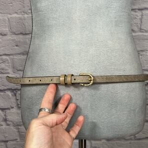 LOFT Brown and Gold Calf Hide Belt with Classic Buckle